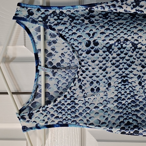 NWOT Isla Bonita Sleeveless Tank Style Cover Up in Blue/Whites one size fits all - Picture 8 of 10